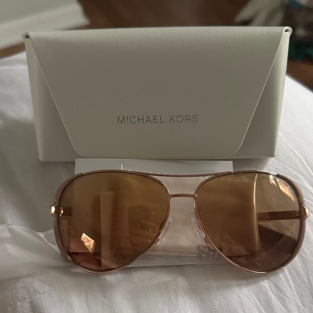Michael Kors Rose Gold Aviator Sunglasses